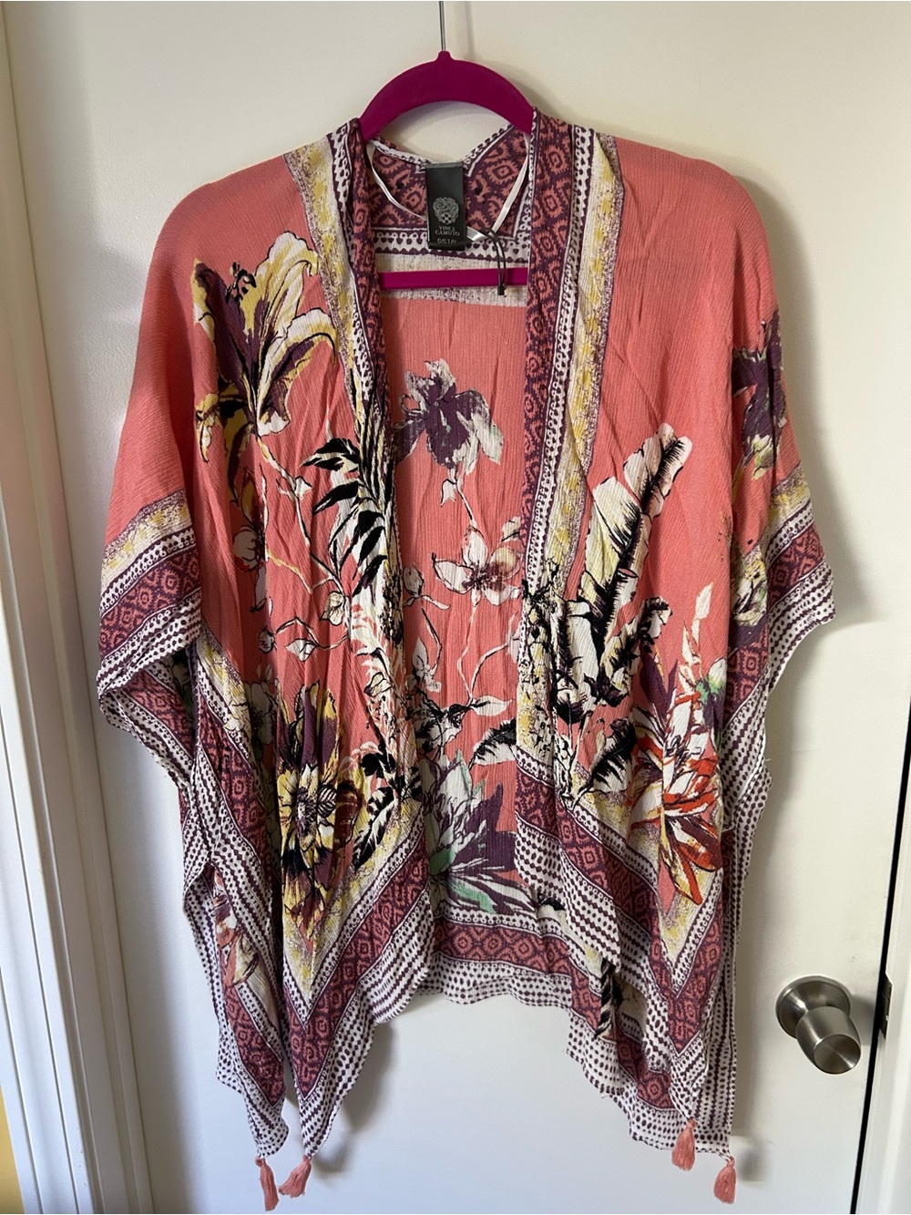 Vince Camuto Coral Floral Open-Front Kimono